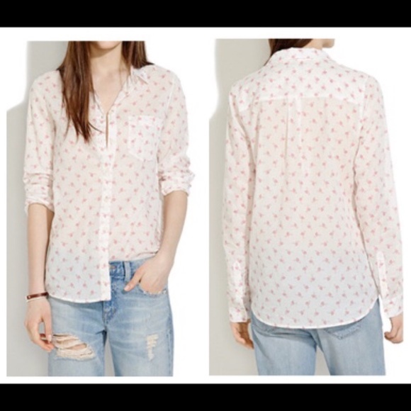 Madewell Tops - Madewell Flamingo Button Down Boyfriend Shirt Pink